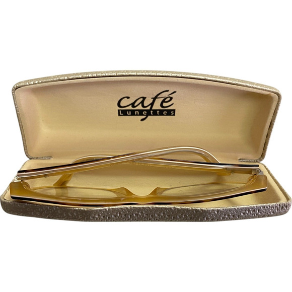 Cafe Lunettes Tortoise Rectangle Eyeglasses Clam Shell Travel Case White main image 7